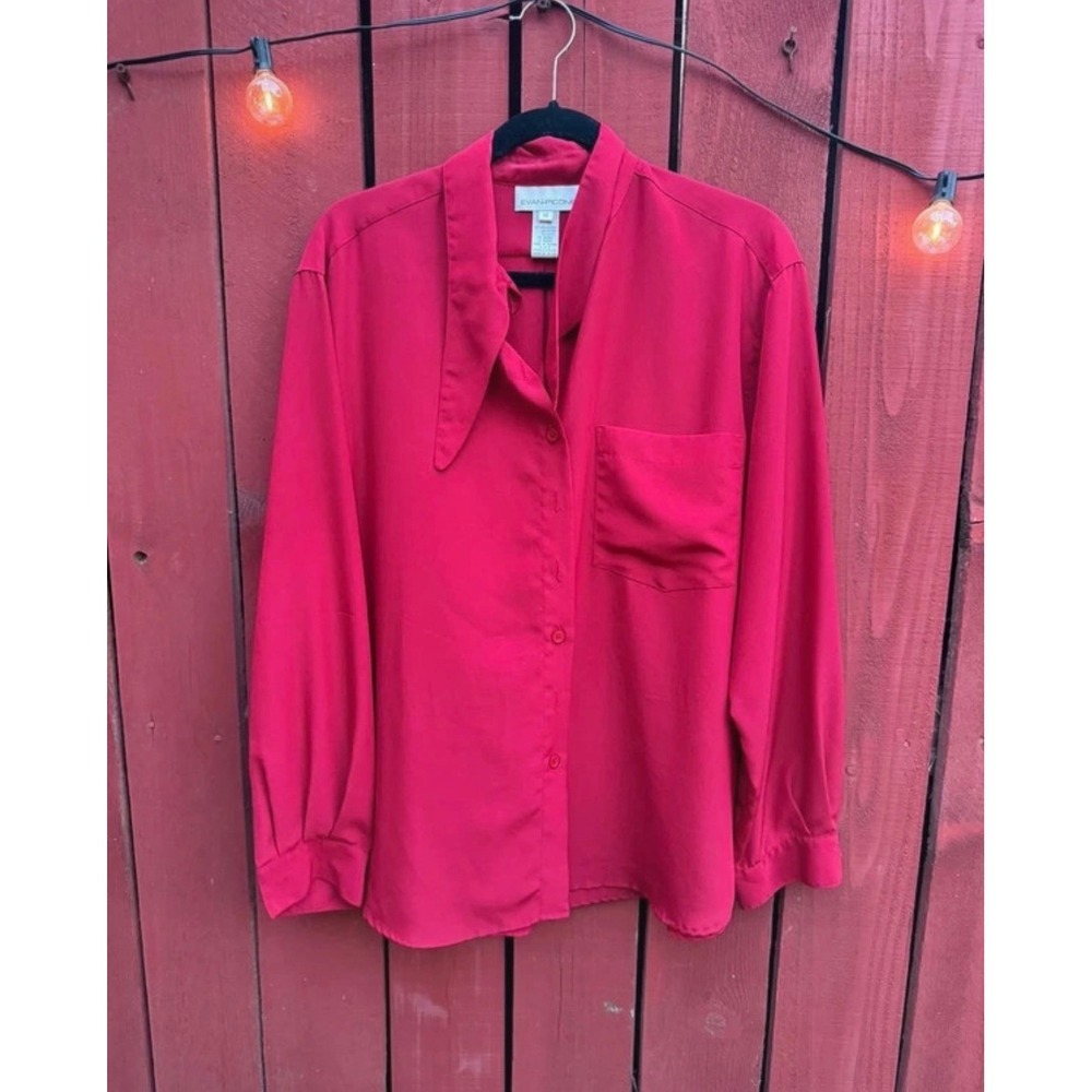 Evan-Picone Women's Size 14 Reddish/burgandy Long Sleeve Button Down Blouse
